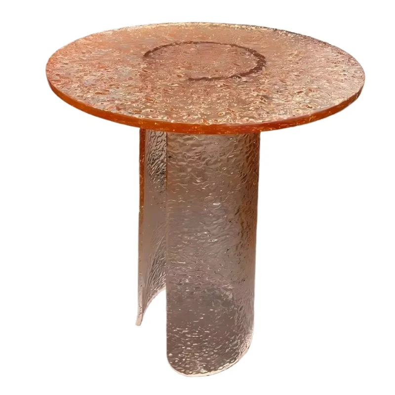 Small special-shaped acrylic colored coffee table, colored transparent round stool, modern living room sofa acrylic side table