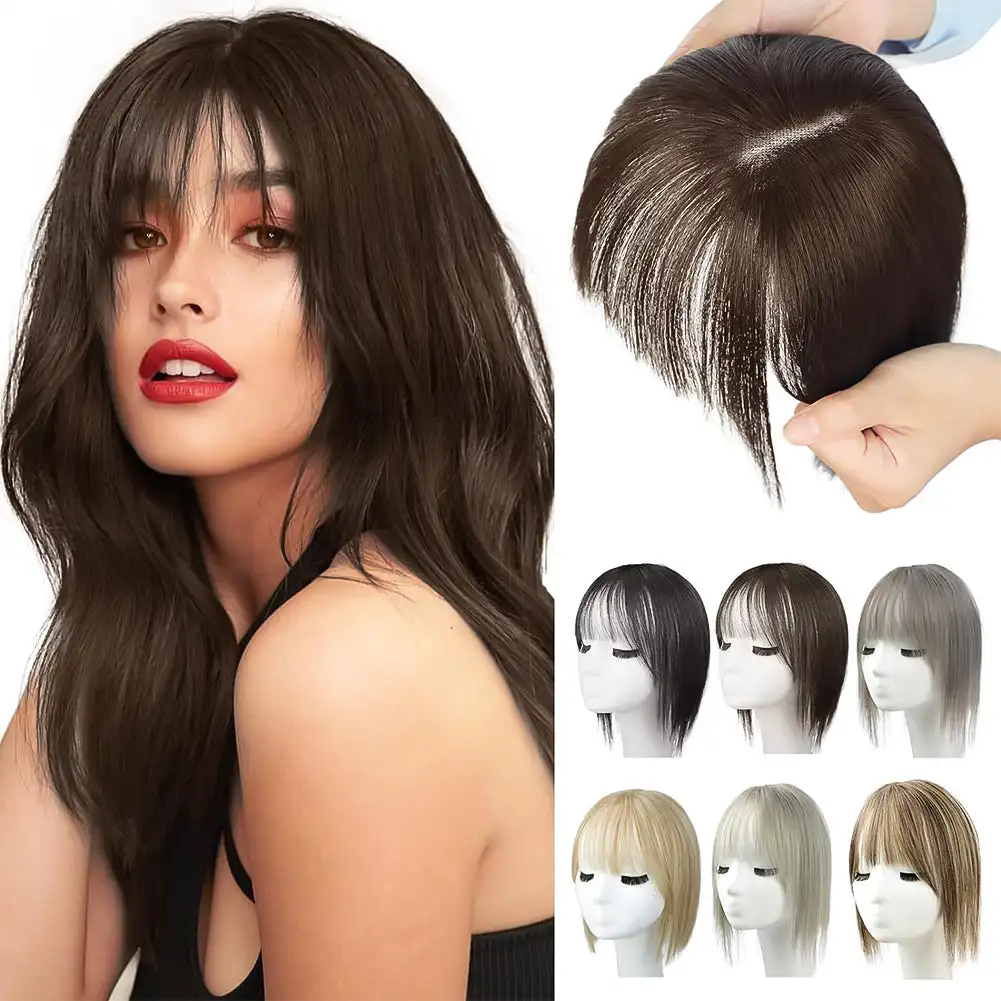 Women Natural Lightweight Breathable Height Increasing Covering White Hair Head Invisible Seamless Fluffy Simulated Wig Piece