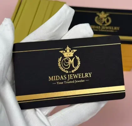 200pcs Luxury custom embossed printed logo, colored gold-plated cotton paper business card with gold edge, free design