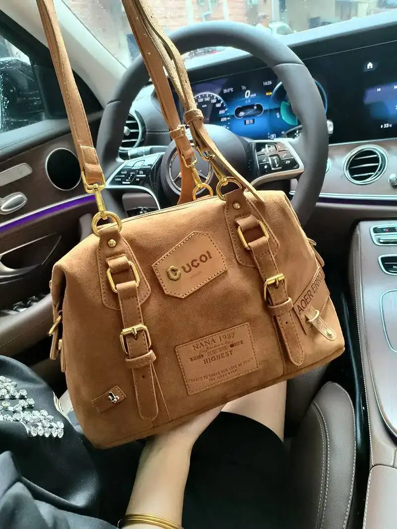 

Bloom Vintage Brown Shoulder Bags Women Retro Veet Chic Large Capacity Casual Handbag Ladies Haruku Bolso Mujer Aesthetic