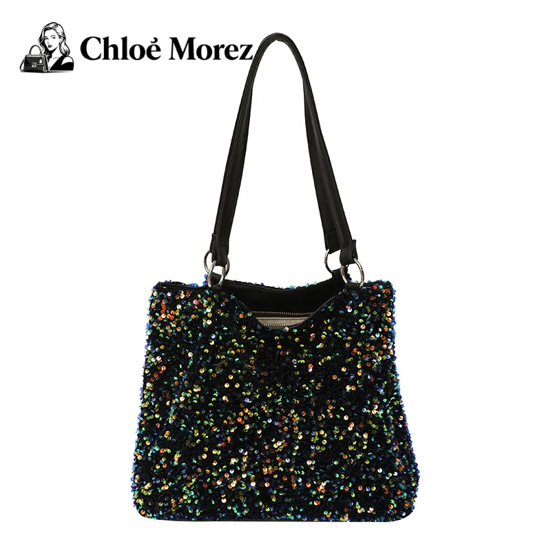

Glitter Colorful Shoulder Bag Ins Women's Bucket Bag Large Capacity