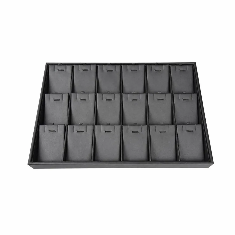 Stackable Jewelry Display Tray PU Leather Black Jewelry Storage Organizer Multi Compartments Waterproof Storage Rack Earrings