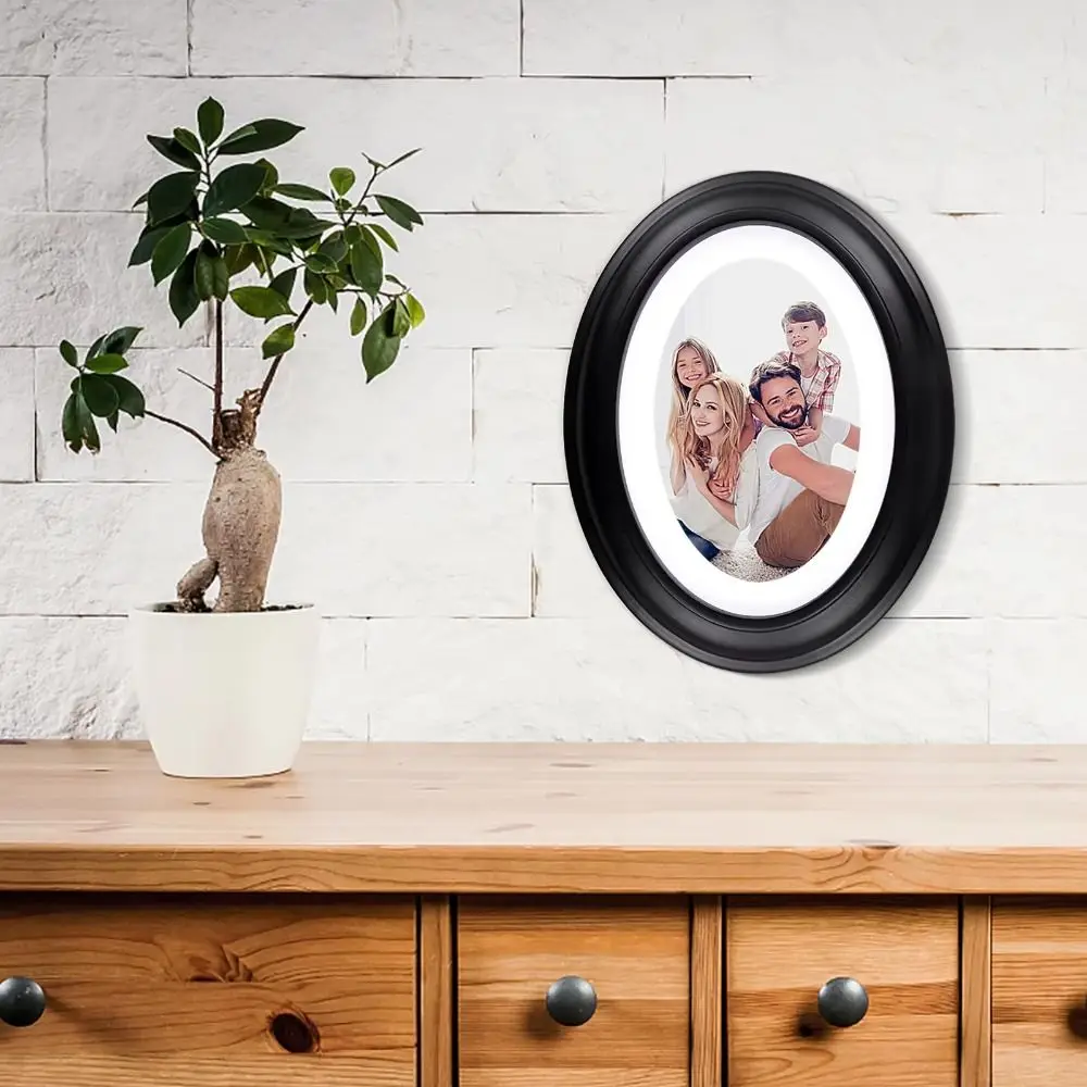 Solid Wood Oval Picture Frame Oval Shape 7/12 Inch Wood Picture Frame Classic Design Wall Mounted Photo Display Frame