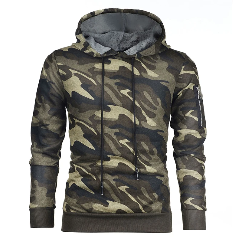 

Men Long Sleeves Hoodie Fashion Camouflage Printing Casual Sweatshirt Large Size Slim Fit Pullover Sweater