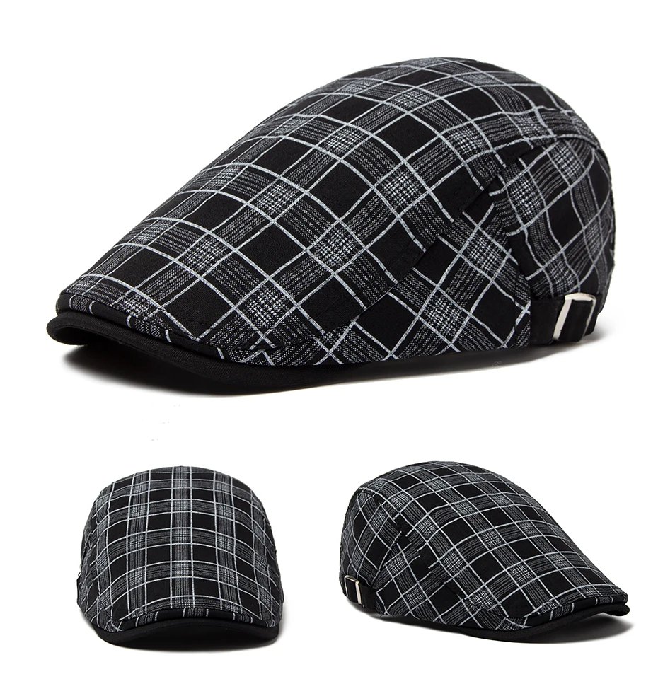 CNTANG Neue Sommer Dünne Baskenmütze Mode Männer Vintage Plaid Baumwolle Leinen Visier Flache Kappen Für Frauen Berets Boina Casual Weibliche – Detail 5