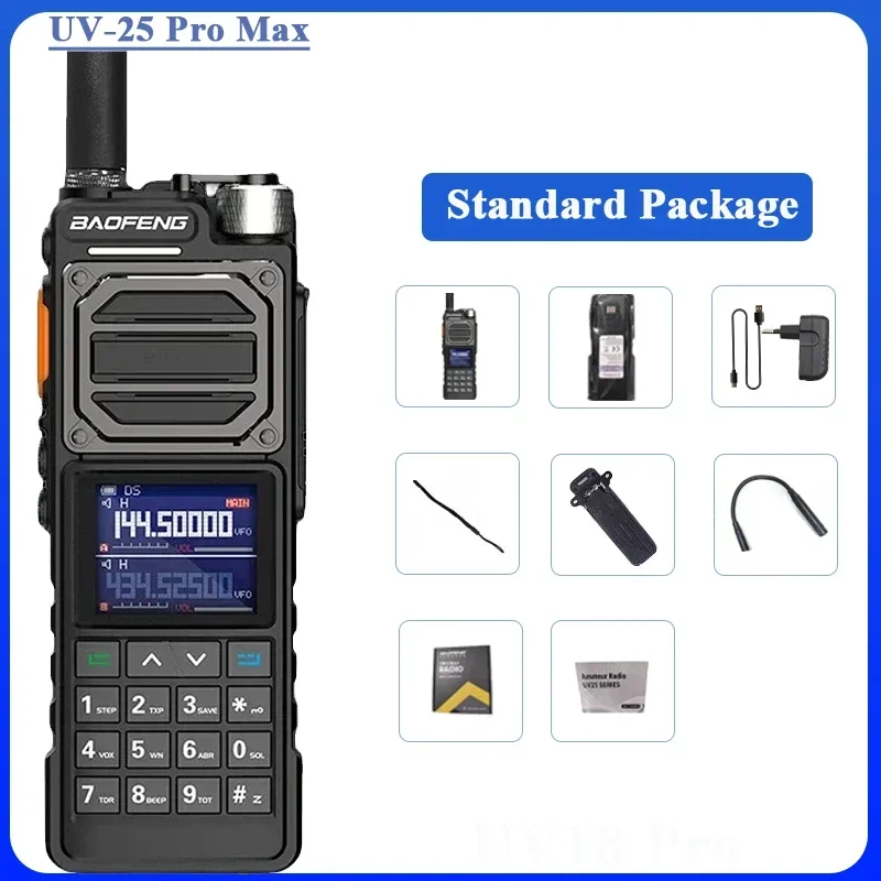 UV-25 Pro Max Baofeng taktyczne Walkie Talkie 50KM BF-X5 Pro o dużej pojemności typu USB C 220-260mhz FM UV-25L Radio dwukierunkowe