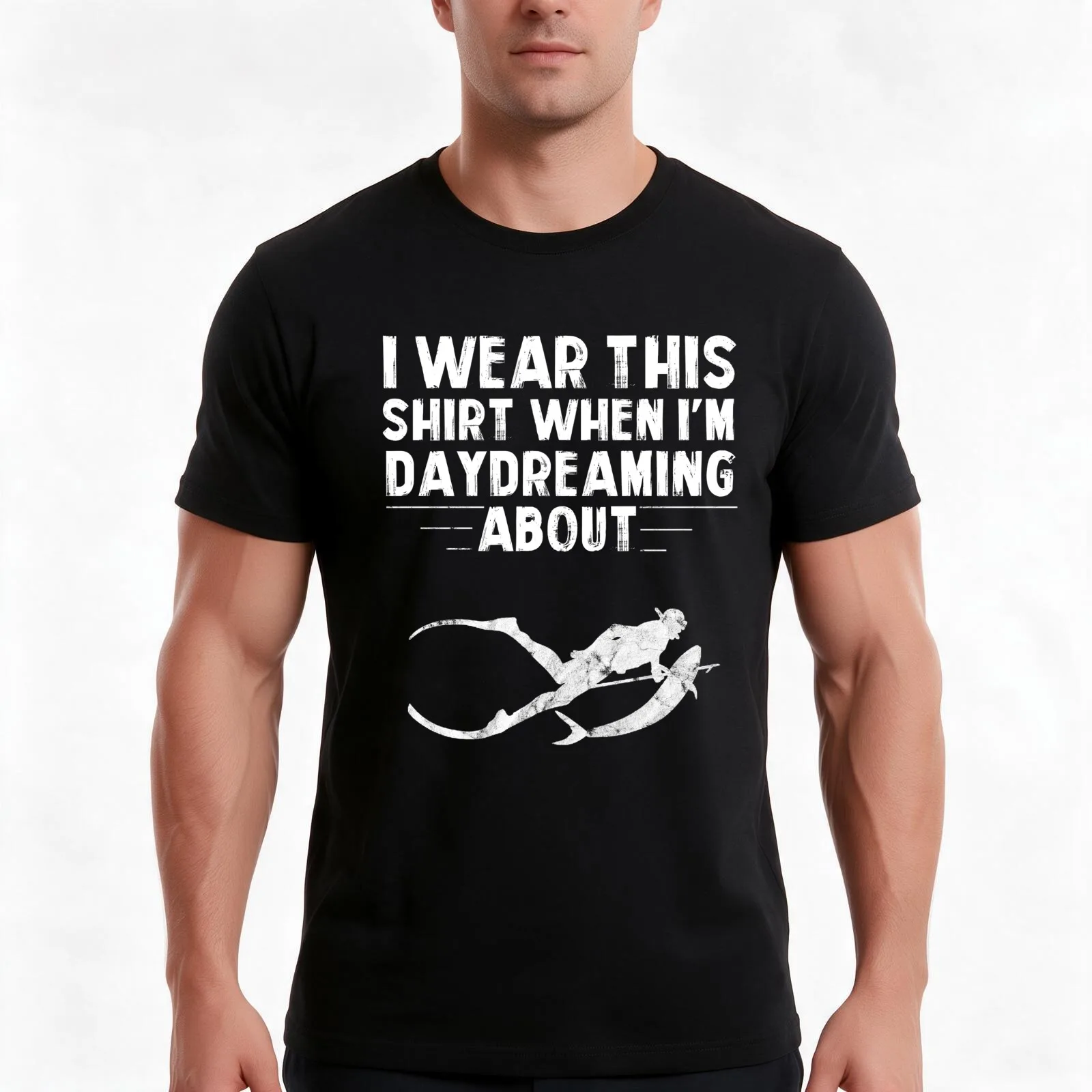 Spearfishing I wear this shirt when I’m daydreaming T-Shirt Summer Casual Cotton Tee Oversized Streetwear Tops 100% Cotton
