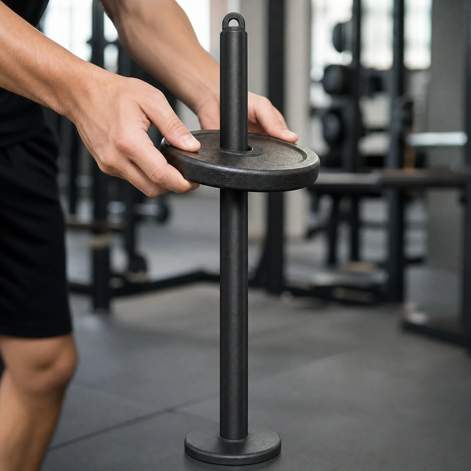 Iron Weight Plate Storage Rod Heavy-Duty Vertical Weight Plate Rack with Base Gym Equipment Space-Saving Compact