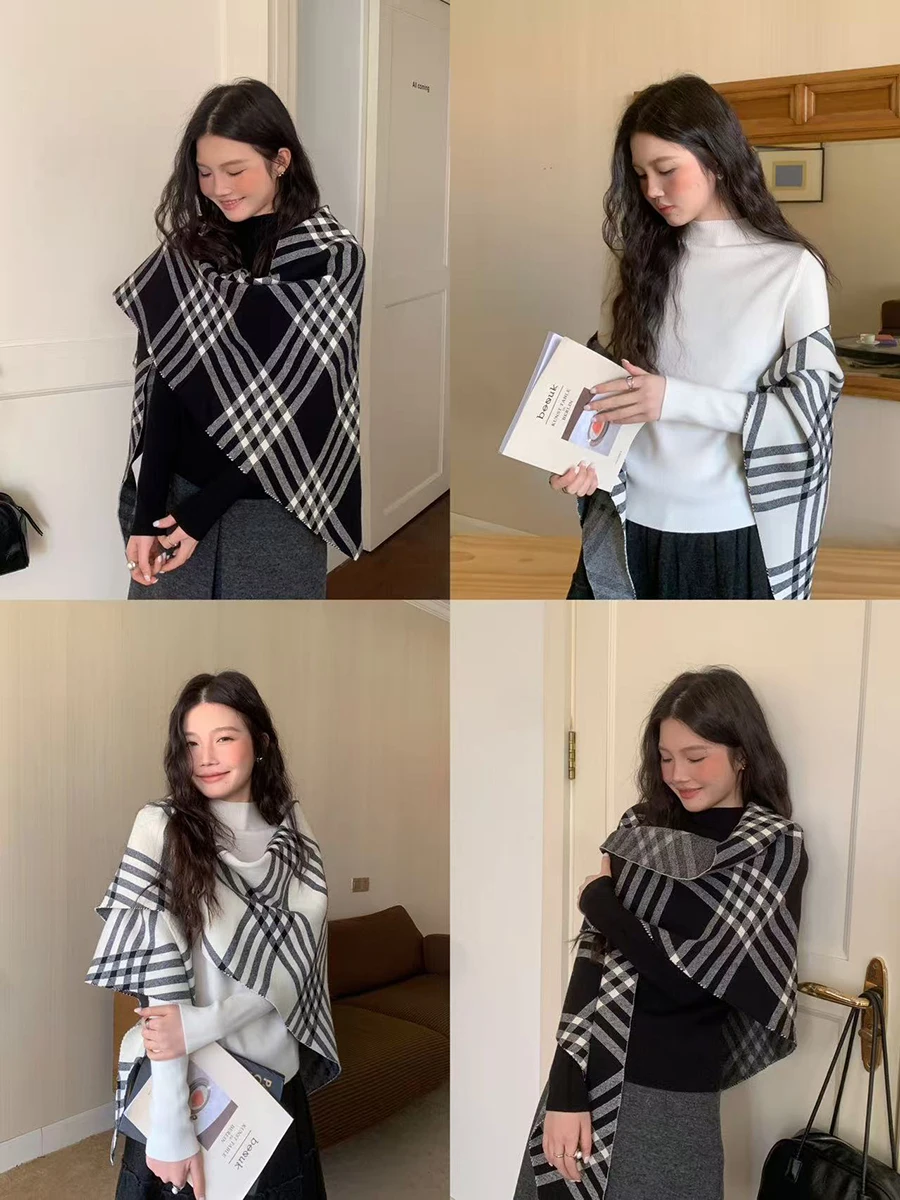 

Linyunyun High-End Sensation Lace-Up Knitted Shawl Half High Collar Base Two-Piece Set Atmosphere Top Women's Casual Knitwear