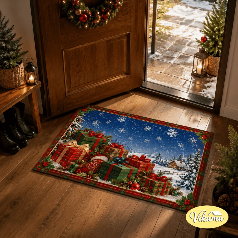 VIKAMA's New Christmas-Themed Entrance Door Mat For Bedrooms And Bathrooms a Practical And Easy-To-Clean Rug For Your Home Decor