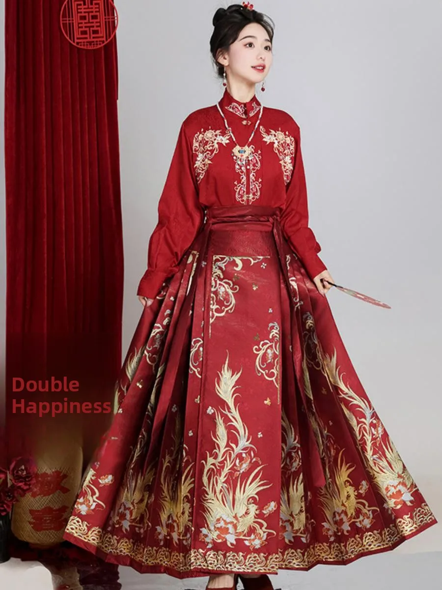 

Новый китайский свадебный комплект, маленький размер, церемония помолвки, питьевое вино, традиционная женская юбка Hanfu, ансамбль