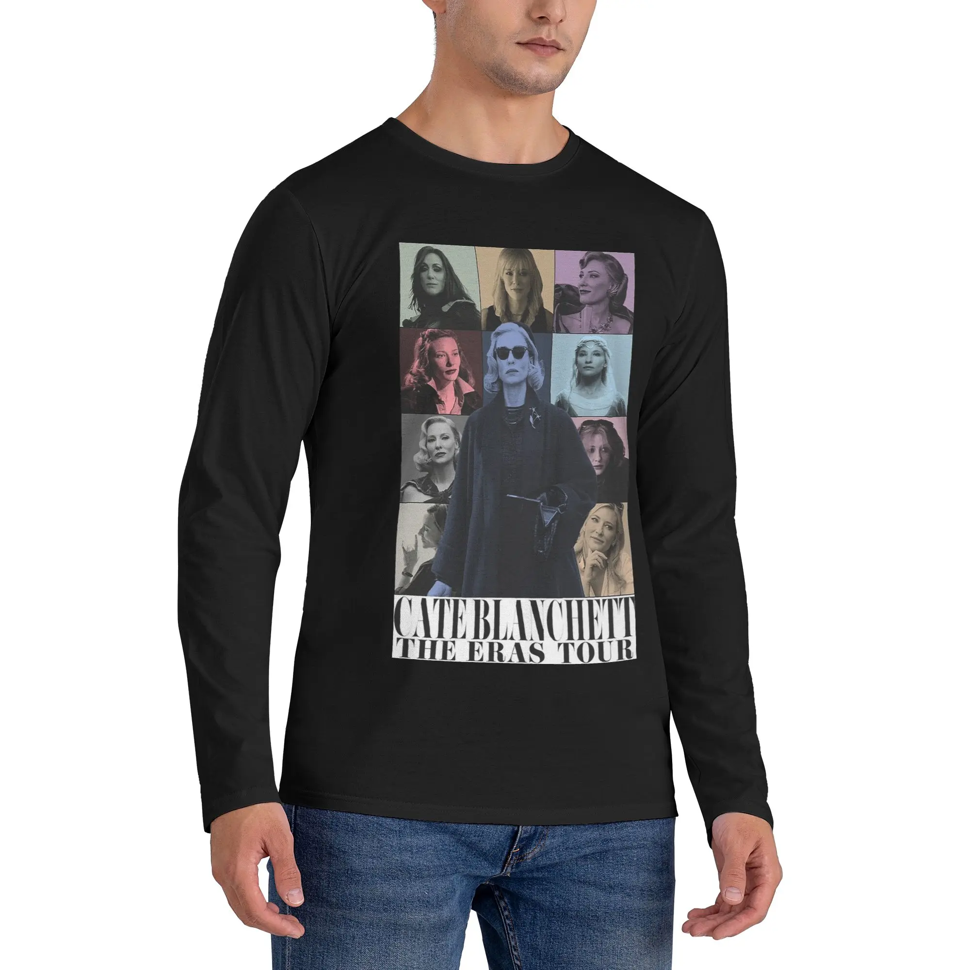 

Cate Blanchett Characters Men's Long Sleeved T-shirt Breathable Round Neck T shirts Spring and Autumn Men tops