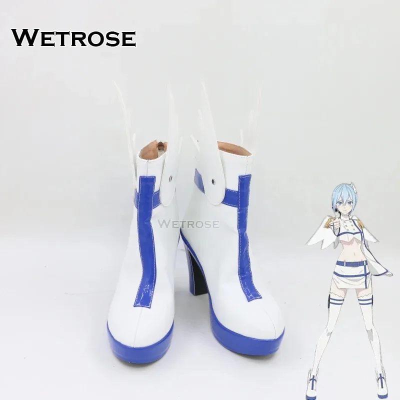 

【Wetrose】 Nociel Nonoa Обувь для косплея Сапоги на каблуке Nokieru 2,5мерный комплект для соблазнения Синий крест Кожаный латекс Хэллоуин