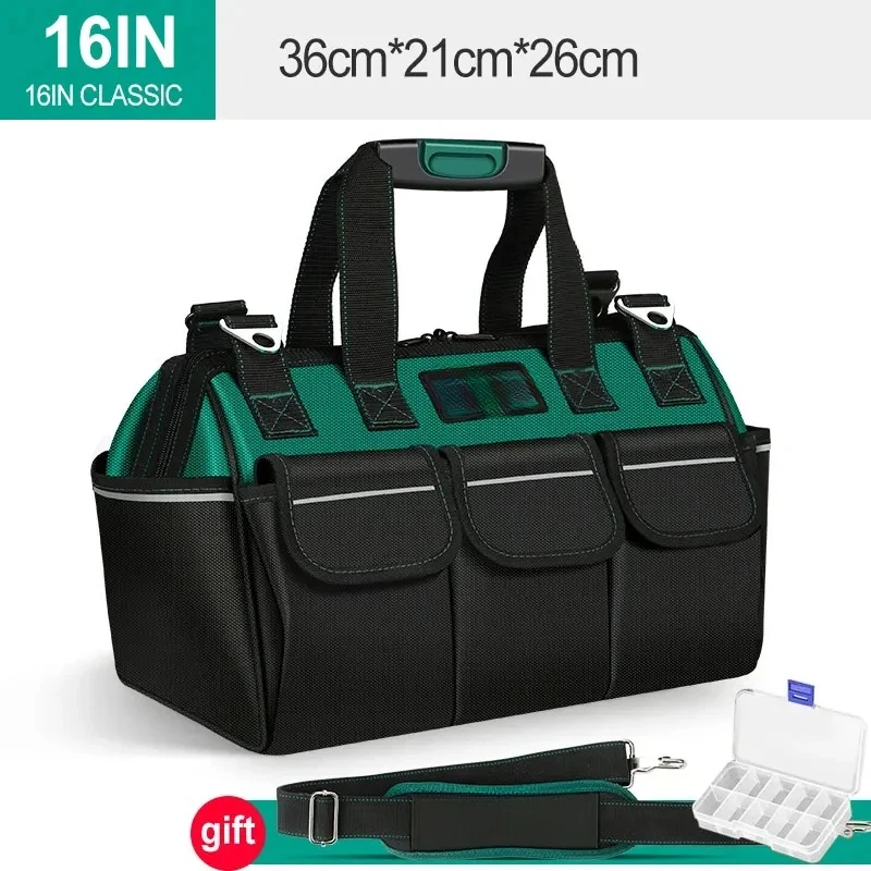 16 inch multifunctional storage bag, large capacity Oxford canvas waterproof electrician tool kit, wear-resistant