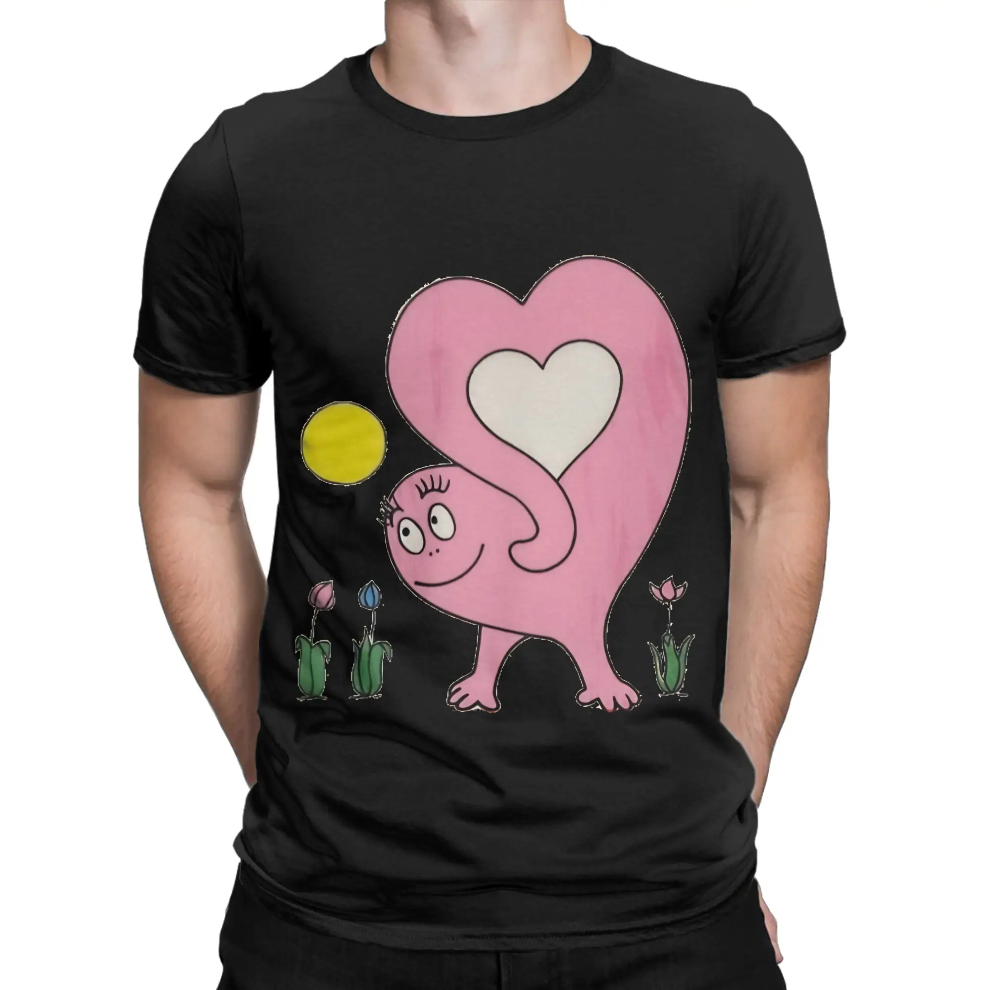Camiseta divertida de algodón 100% de Barbapapa Morgensonne und Blumen Jahrgang, camisetas Barba para hombre
