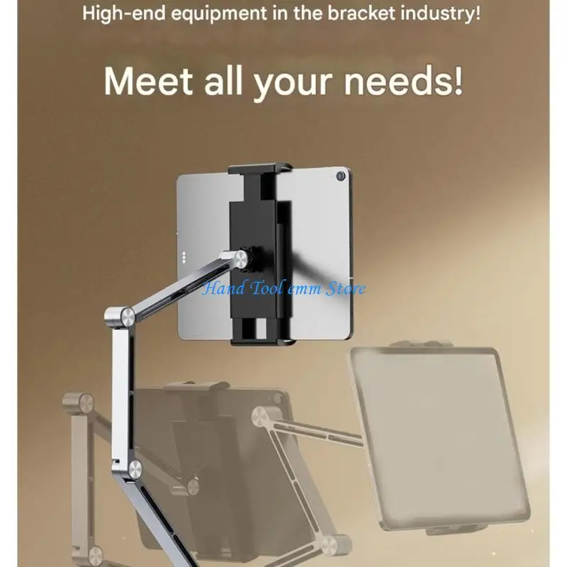 H37F Adjustable Aluminum Tablets Stand Holder For 4 To 12.9inch Devices With 360 Rotation