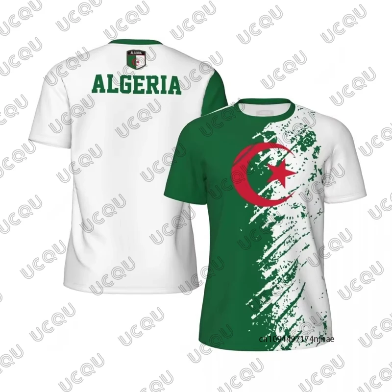 Summer New Algeria Flag Graphic Football Men's T-shirt National Emblem Print Outdoor Sports Quick Dry Tees Casual Kids/Adult Top