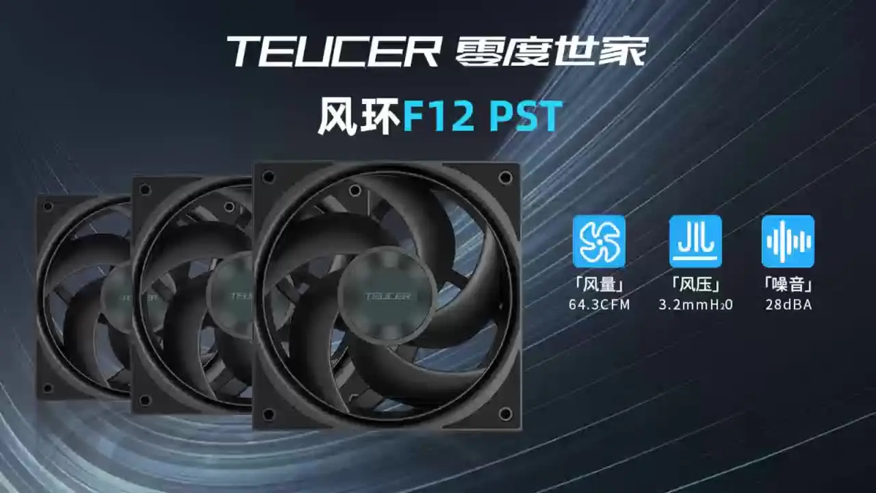 Ventola di Raffreddamento TEUCER F12 PST, 600-2500RPM, Ventola Industriale ad Alta Pressione per Case PC e Radiatore a Liquido da 360