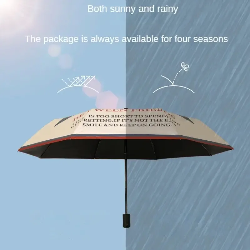 American Retro Umbrella Folding Umbrella High-end Female Rain Umbrella Cartoon Thickened Vinyl Cute Student Fully Automatic