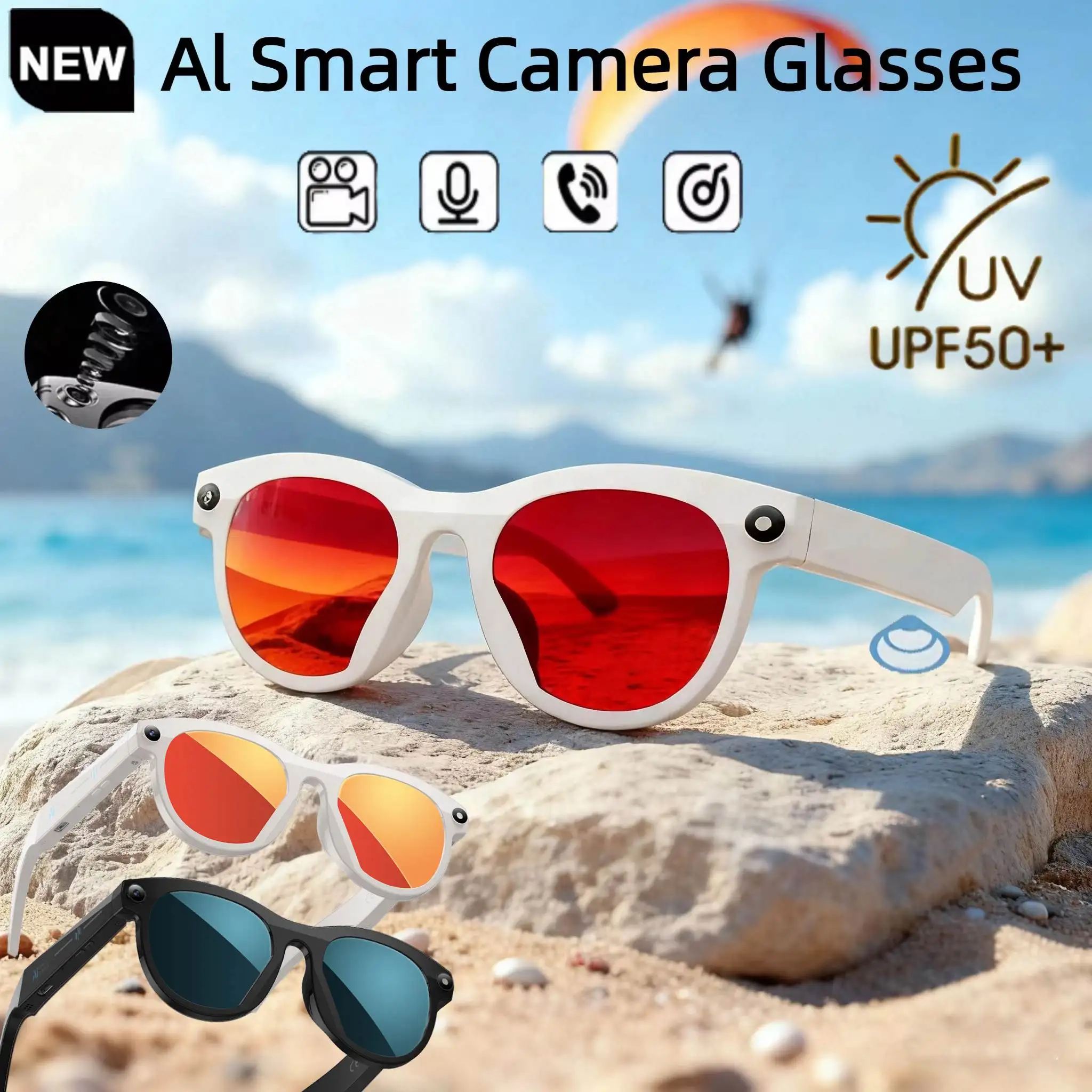 

New AI SmartGlasses HD Camera Chat GPT Bluetooth Call Voice Assistant Control Navigation Waterproof Sport SmartGlasses Women Men