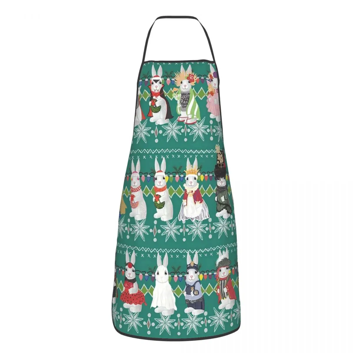 Christmas HD Bunny Rabbit Apron Chef Cooking Baking Tablier Sleeveless Bib Kitchen Cleaning Pinafore for Women Men Painting