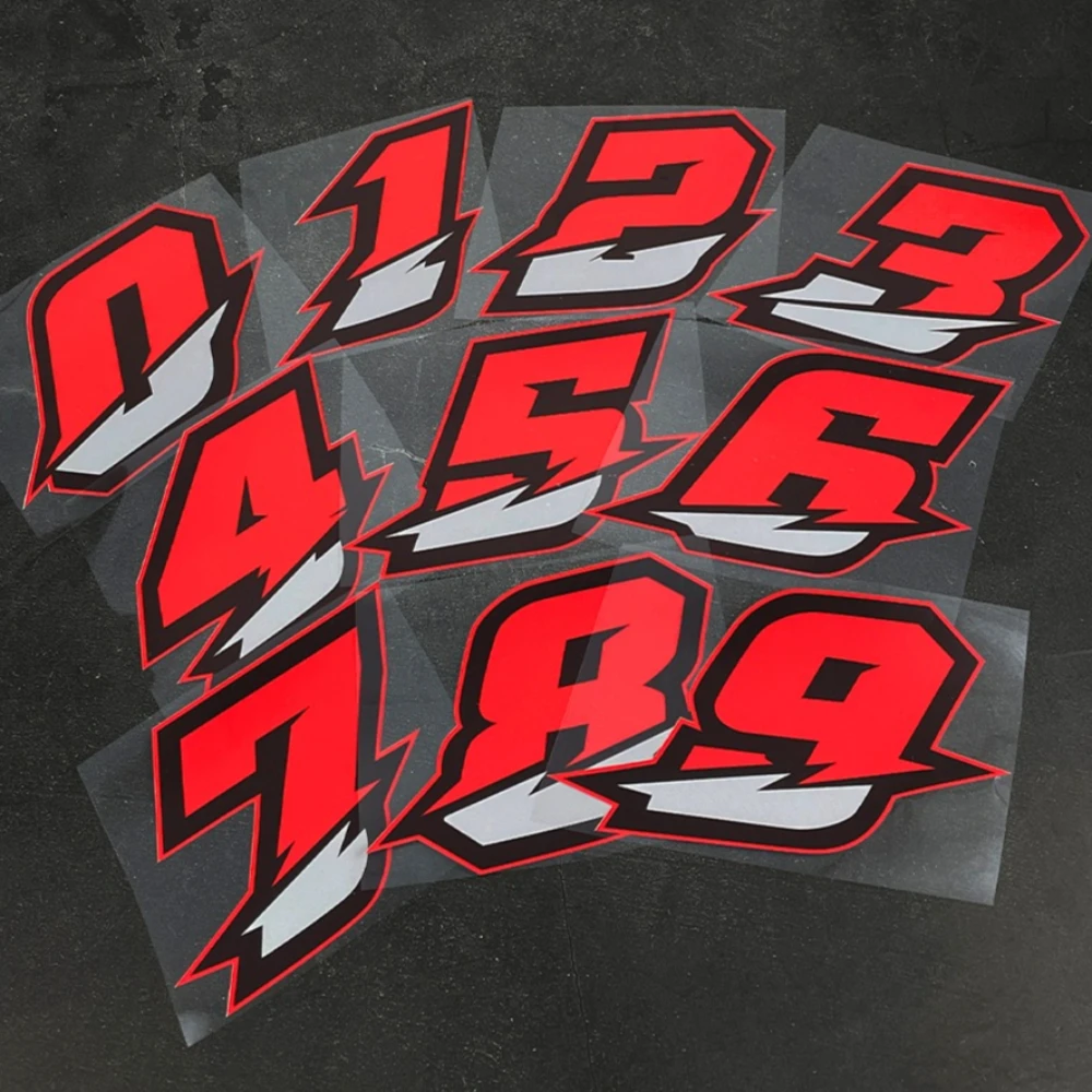 1pc Red Number Motorcycle Stickers for Motorcycle Fairing  Fuel Tank Helmet Car Window Bicycles Waterproof Vinyl Decal