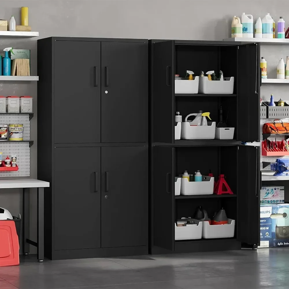 Metal Storage Locking Cabinet with 4 Doors and 2 Adjustable Shelves,71