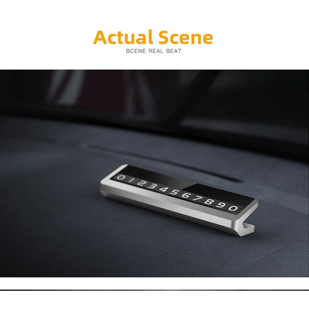 Temporary Stop Number Plate for Cars Aluminum Alloy Space Silver Parking Sign with Magnetic Digits and U-Shaped Design