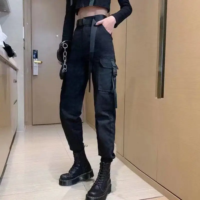 Summer Cotton Work Pants Women's Loose Fit Casual Nine-Point Slimming Versatile Street Style Hip Hop Natural Waist Thin Model
