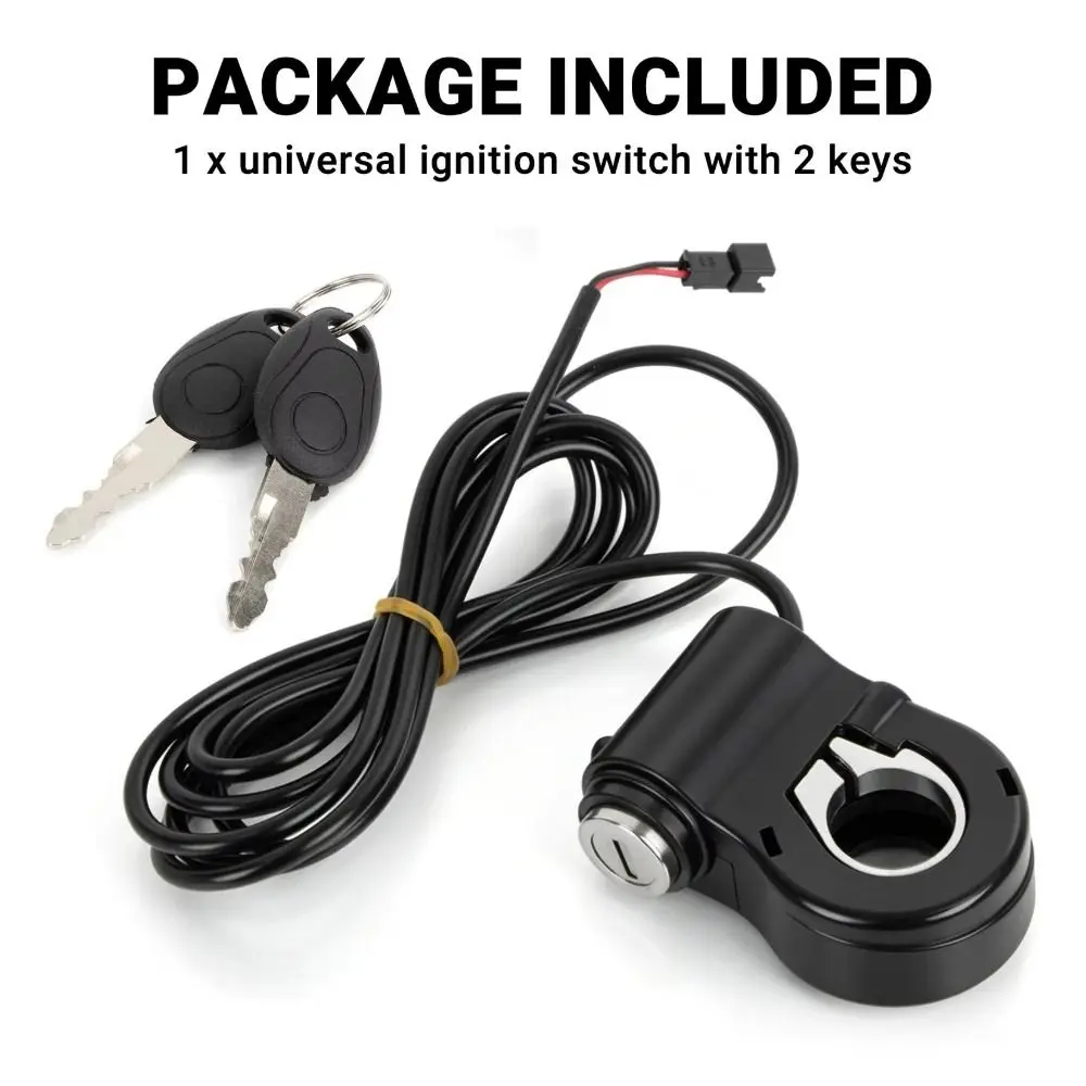 1Pcs 12V-72V Ebike Key Switch Lock 2 Wires 2 Keys Electric Scooter Key Lock Aluminum Alloy Universal Anti Theft Key Switch