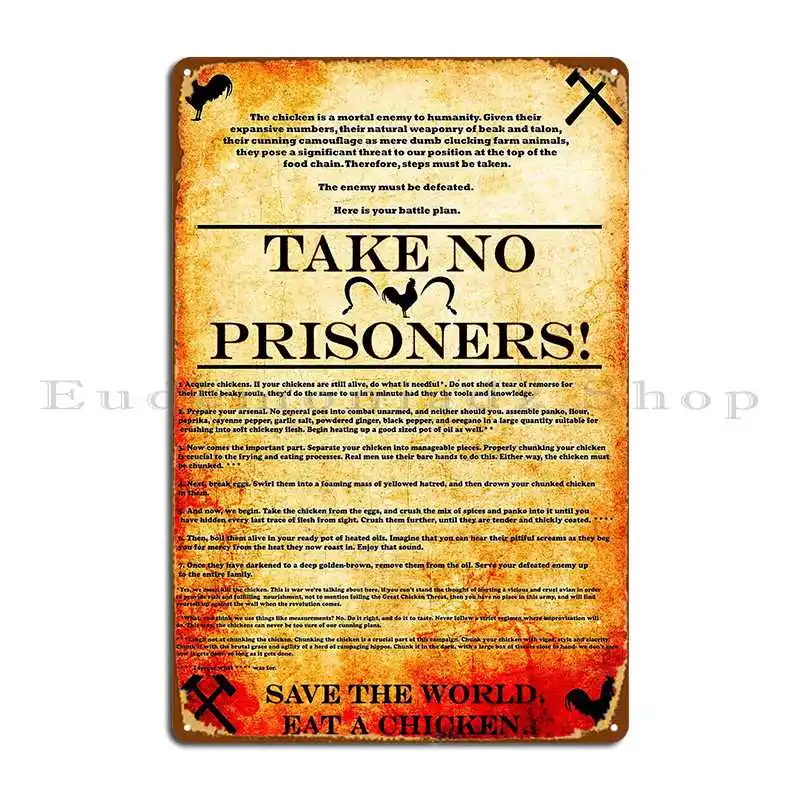 Take No Prisoners Metal Signs Rusty Retro Cinema Printing Wall Cave Tin Sign Poster