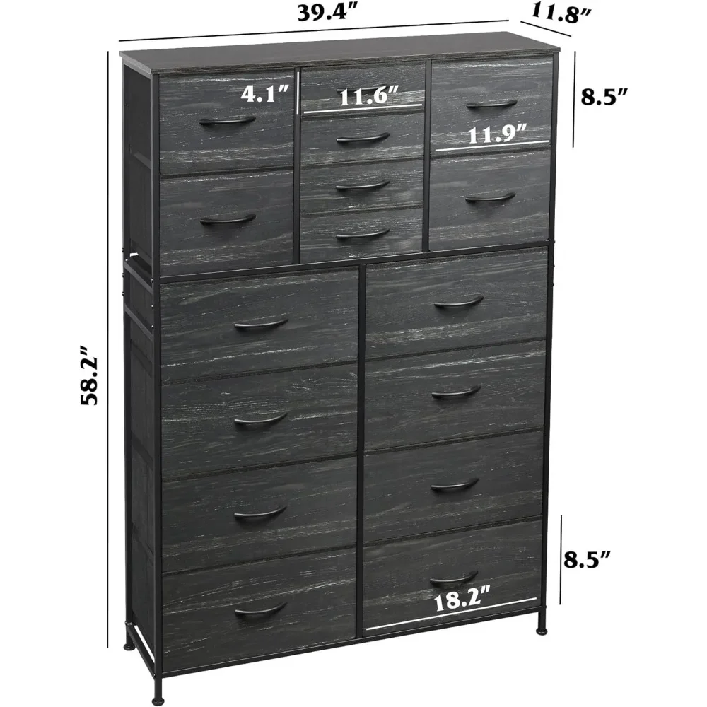 16 Drawers Dresser, Tall Dresser for Bedroom, Closet, Hallway, Storage Dresser Organizer Unit,Large Dressers & Chests of Drawers