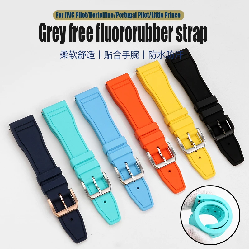 For IWC Viton Strap Mark 18 Portugal Little Prince Pilot fluororubber Bracelet Quick Release FKM Rubber Watchband 20MM 21MM 22MM