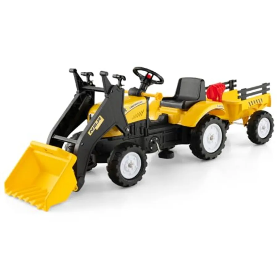 手動制御のバケット、取り外し可能な貨物トレーラー、シャベル、レーキ、6輪、ホーン付きの掘削機ペダルディガーカーブルドーザーに乗ってください。