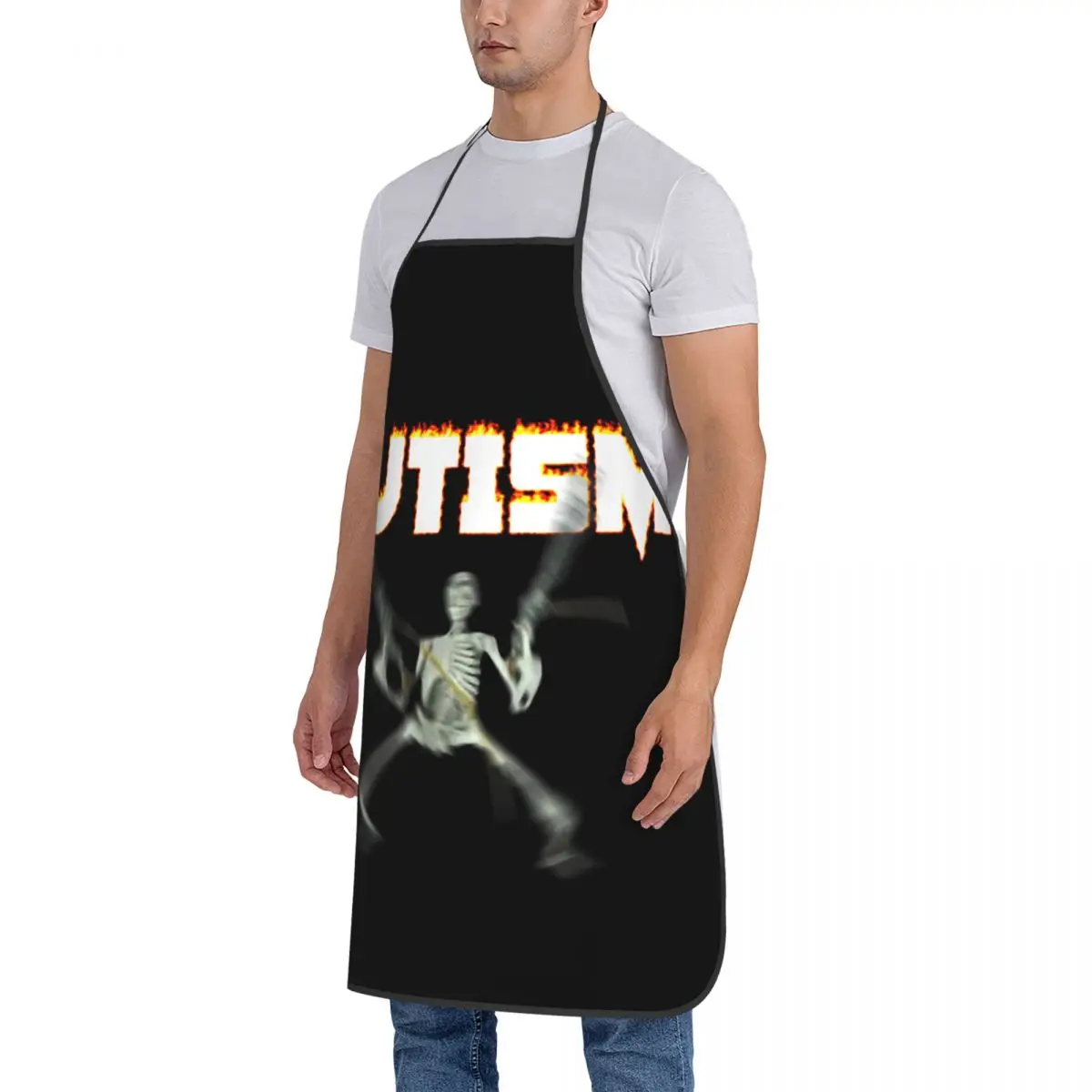 Autism Skeleton Meme Bib Apron Oil & Water Resistant Adjustable Tie BBQ Aprons for Men Women Chef Gifts