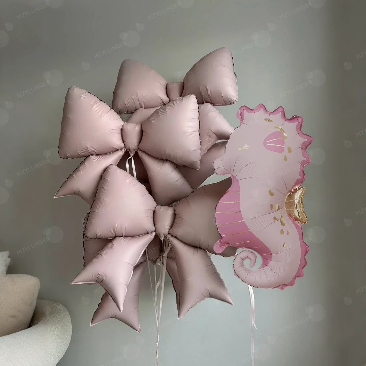 Ozean-Tierballon-Set Rosa Seepferdchen und Muschelförmige Ballons Rosa Zahlen 0-9 für Geburtstagsfeier Ozean-Themenparty Dekoration – Detail 6