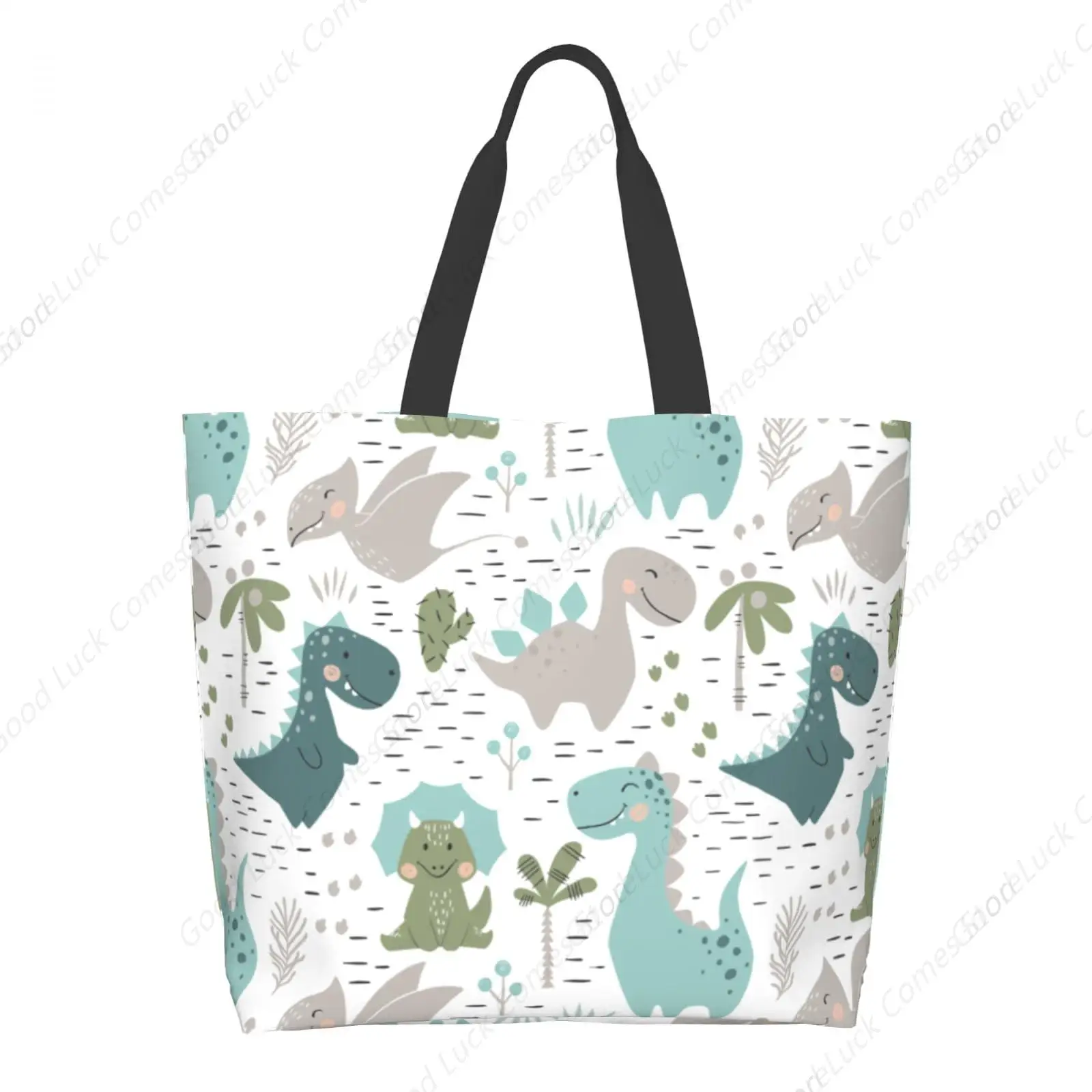 

Милая сумка через плечо с динозаврами, большая сумка-тоут с мультяшным динозавром, большие многоразовые экологически чистые сумки для покупок, портативная сумка для хранения