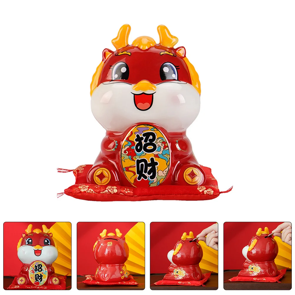

Zodiac Dragon Shaped Piggy Bank Ceramic Coin Container Adorable Desktop Ornament New Year Gift Ceramic Piggy Bank