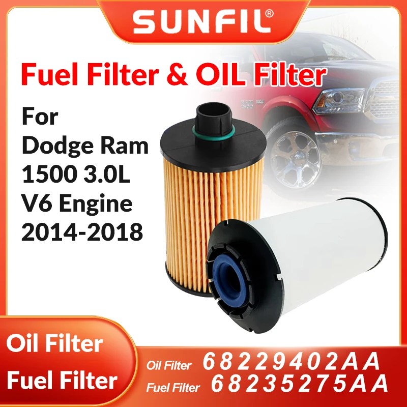 Oil Filter 68229402AA  Fuel Filter 68235275AA   for Dodge Ram 1500 3.0L V6 Engine 2014-2018