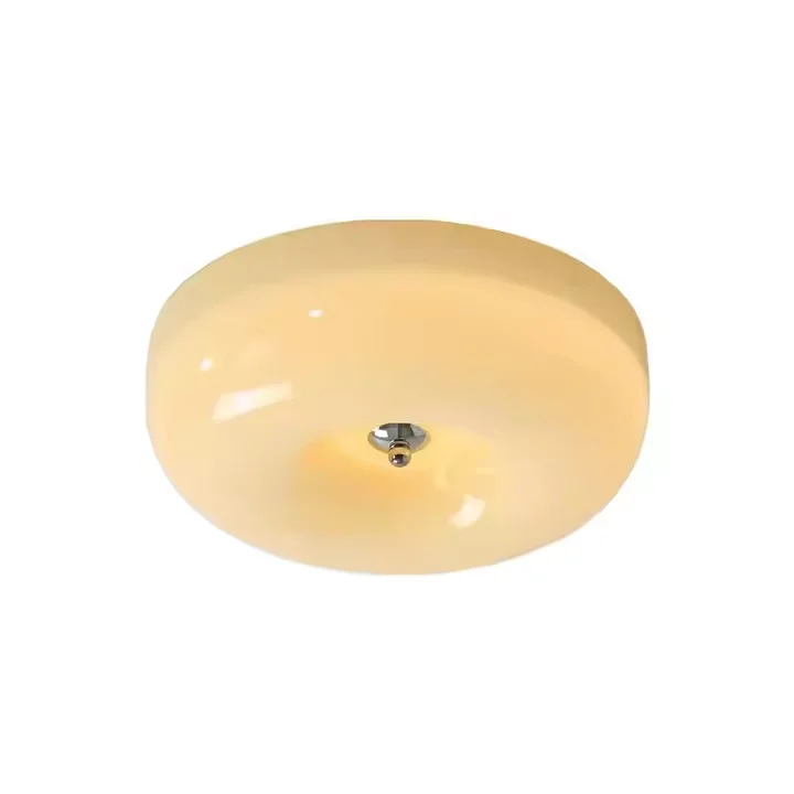 Vintage Cream Style Ceiling Lamp Bauhaus Semi Flush Mount Ceiling Light for Hallway Living Room Porch