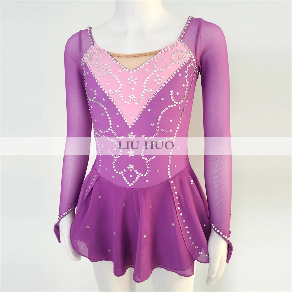 LIUHUO Ice Dance Figure Skating Dress Women Girl Teen Customize Costume Performance Competition Leotard Roller Children