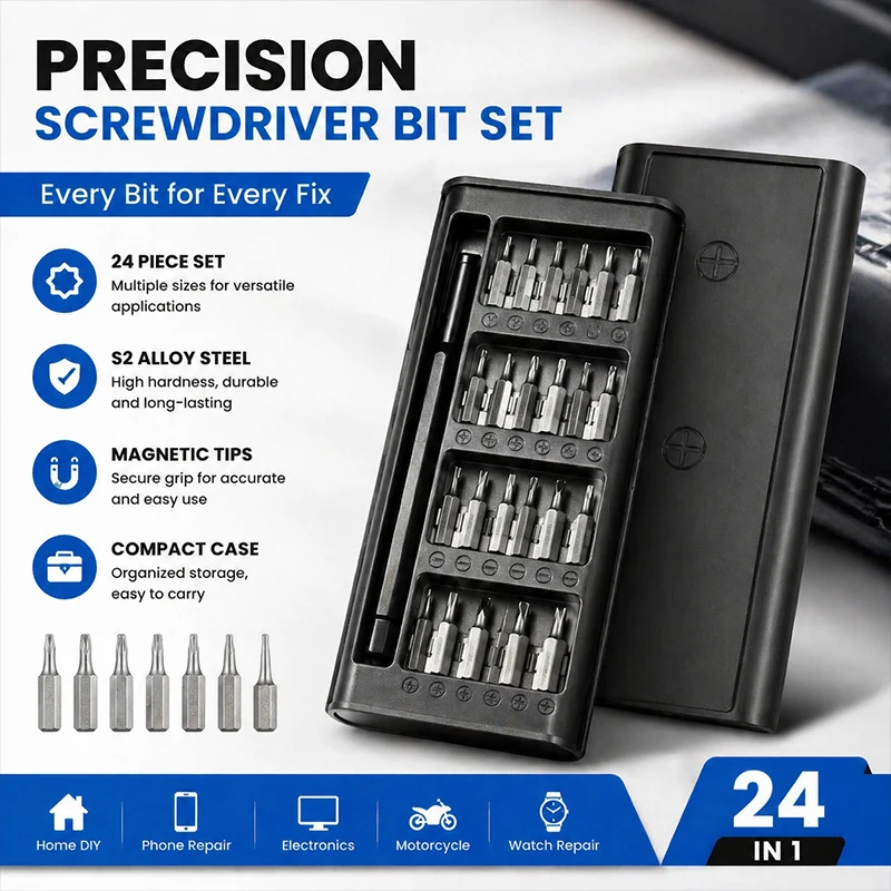 24-in-1 precision screwdriver tool set for computer,watch,electronic and digital product repair and disassembly