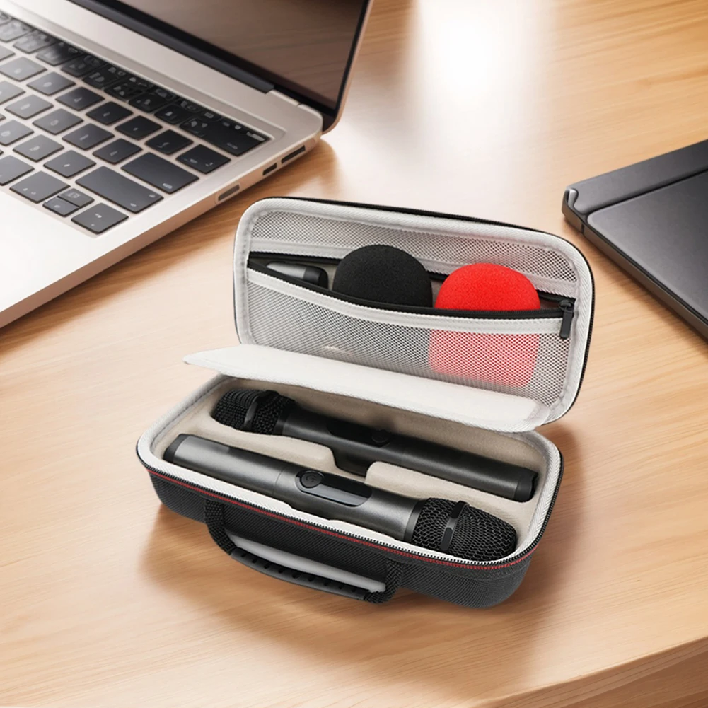 Etui na mikrofon ręczny z zamkiem błyskawicznym, futerał na mikrofon bezprzewodowy, torba podróżna na dwa mikrofony, twarda torba ochronna z pianki EVA. ﻿