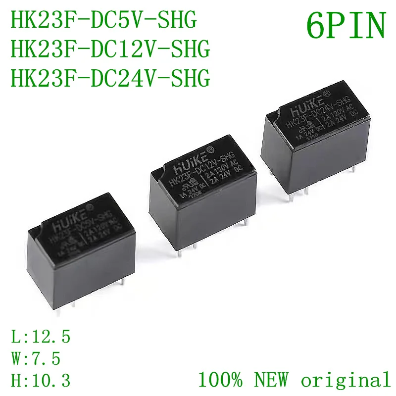 50PCS HK23F -DC 5V 12V 24V -SHG 2A 120VAC 6PIN Relay 5V 12V 24V HF23F-DC5V-SHG HF23F-DC12V-SHG HF23F-DC24V-SHG 100%Original new