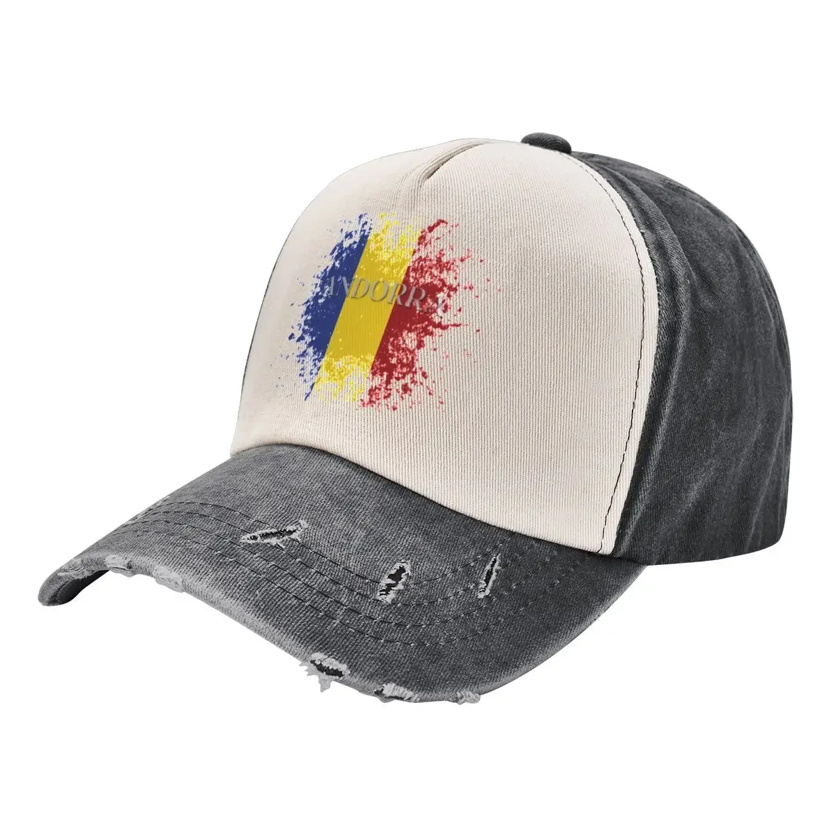 

Andorra vintage grunge flag Baseball Cap Big Size Hat Hat Beach Mens Tennis Women's