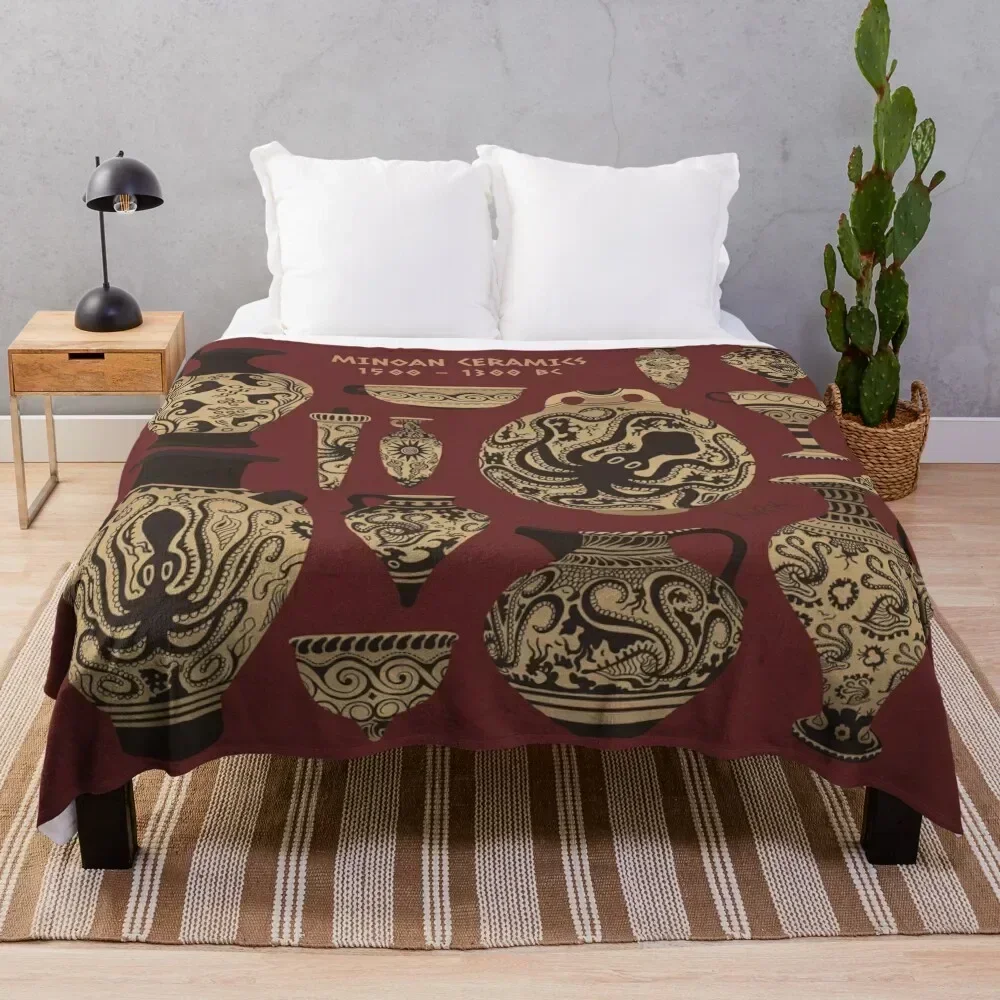 Late Minoan Ceramics Throw Blanket Cute Plaid Picnic Blankets