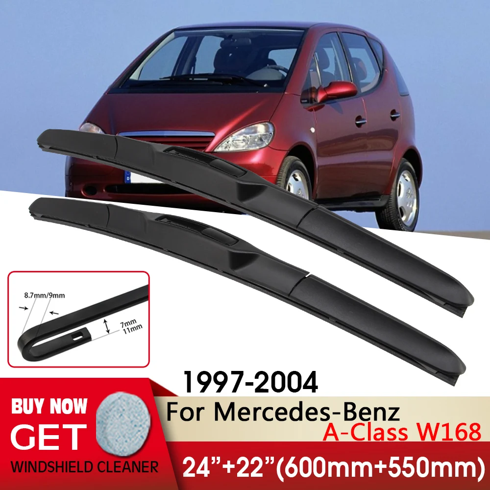 

Car Wiper Front Wiper Blade 24"+22" For Mercedes-Benz A-Class W168 1997-2004 Fit U Hook Arm Windshield Windscreen Front Window