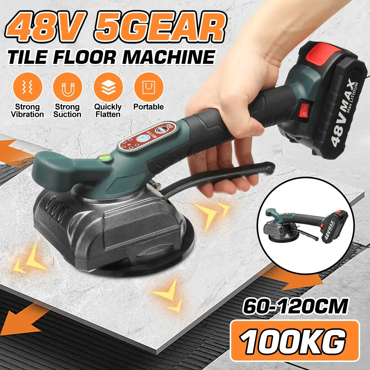 

48V 5 Speed Tile Vibrator Portable Tile Vibrator Suction Cup Tiling Tile Laying Machine 1.2x1.2m Tiling Plastering Machine Level