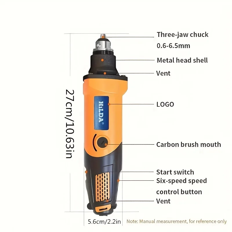 HILDA Variable Speed 400W Mini Drill 6-Speed RotatingTool Mini Grinder Electric Drill Rotating Tool Electric Tool