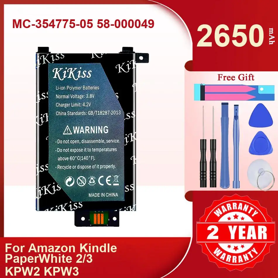 

Аккумулятор для Amazon Kindle Paperwhite 4 2018 2/3 KPW2 KPW3 S2011-003-S 58-000008 5 Paperwhite5 26S1027 11-го поколения M2L3EK M2L4EK